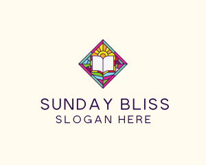 Religious Book Stained Glass logo design