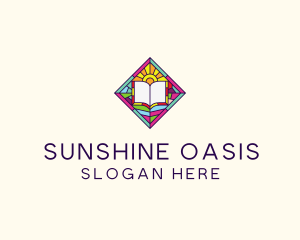 Religious Book Stained Glass logo design