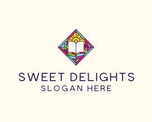 Religious Book Stained Glass logo design