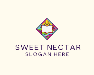 Religious Book Stained Glass logo design