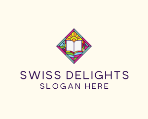 Religious Book Stained Glass logo design