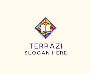 Religious Book Stained Glass logo design