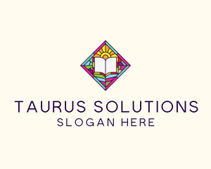 Religious Book Stained Glass logo design