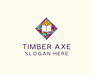 Religious Book Stained Glass logo design