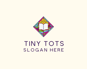 Religious Book Stained Glass logo design