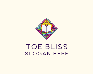 Religious Book Stained Glass logo design