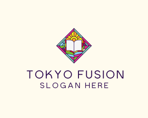 Religious Book Stained Glass logo design