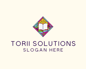 Religious Book Stained Glass logo design