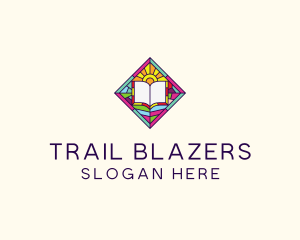 Religious Book Stained Glass logo design