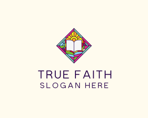 Belief - Religious Book Stained Glass logo design