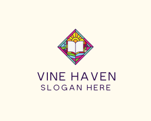 Religious Book Stained Glass logo design