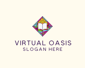 Religious Book Stained Glass logo design