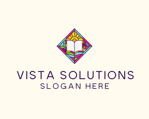 Religious Book Stained Glass logo design