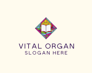 Religious Book Stained Glass logo design