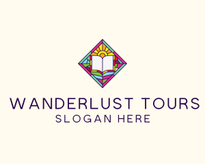 Religious Book Stained Glass logo design