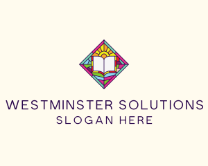 Religious Book Stained Glass logo design