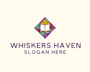 Religious Book Stained Glass logo design