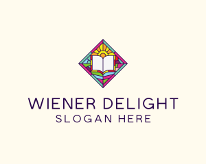 Religious Book Stained Glass logo design