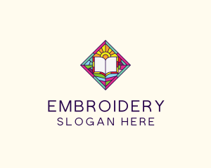 Religious Book Stained Glass logo design