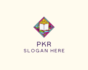 Religious Book Stained Glass logo design