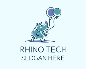 Rhino Balloons Doodle logo design