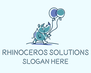 Rhino Balloons Doodle logo design