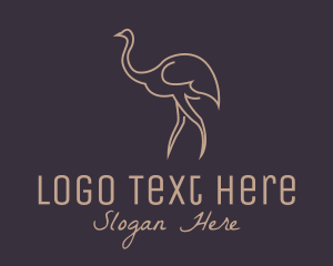 Line Art - Brown Ostrich Outline logo design