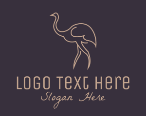 Animal - Brown Ostrich Outline logo design