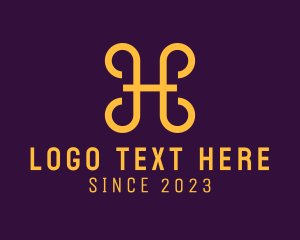 Protect - Golden Shield Letter H logo design