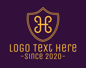 Wealthy - Golden Shield Letter H logo design
