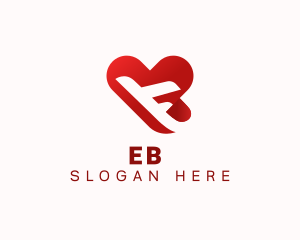 Tourism - Travel Heart Airplane logo design