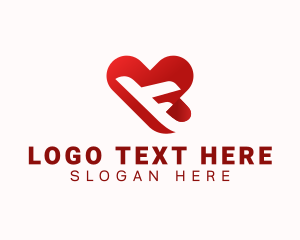 Airline - Travel Heart Airplane logo design