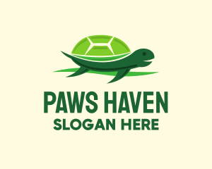 Cute Green Turtle logo design