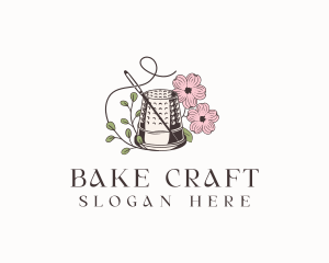 Floral Thimble Needle Sewing logo design