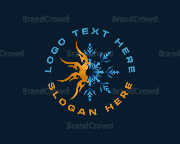 Fire Snowflake Temperature HVAC Logo