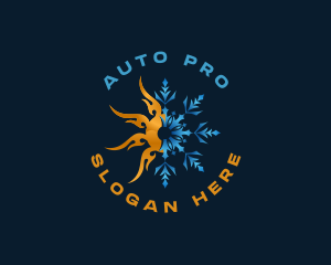 Fire Snowflake Temperature HVAC Logo