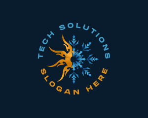 Fire Snowflake Temperature HVAC Logo