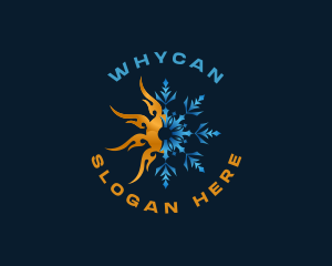 Fire Snowflake Temperature HVAC Logo