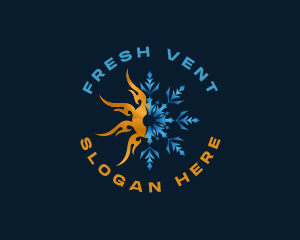 Vent - Fire Snowflake Temperature HVAC logo design