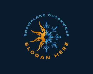 Fire Snowflake Temperature HVAC logo design