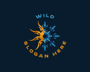 Heater - Fire Snowflake Temperature HVAC logo design