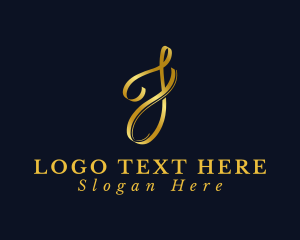 Calligraphy - Golden Cursive Letter J logo design