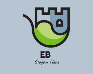 Eco Leaf Castle Tower Logo