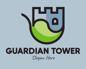 Eco Leaf Castle Tower logo design