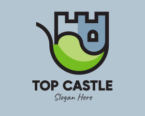 Eco Leaf Castle Tower logo design