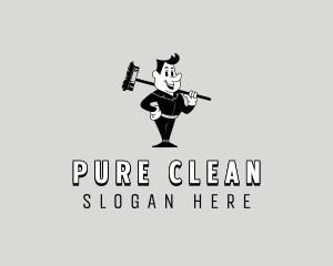 Janitorial Broom Cleaning logo design