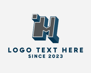 Blocky - 3D Graffiti Letter M logo design