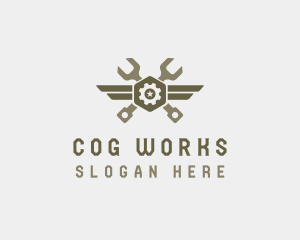 Industrial Cog Wings logo design