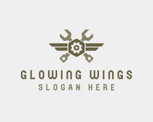 Industrial Cog Wings logo design