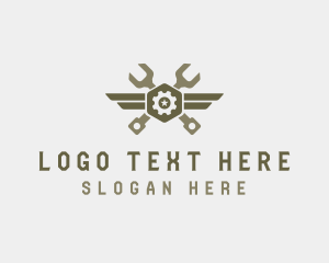 Tools - Industrial Cog Wings logo design